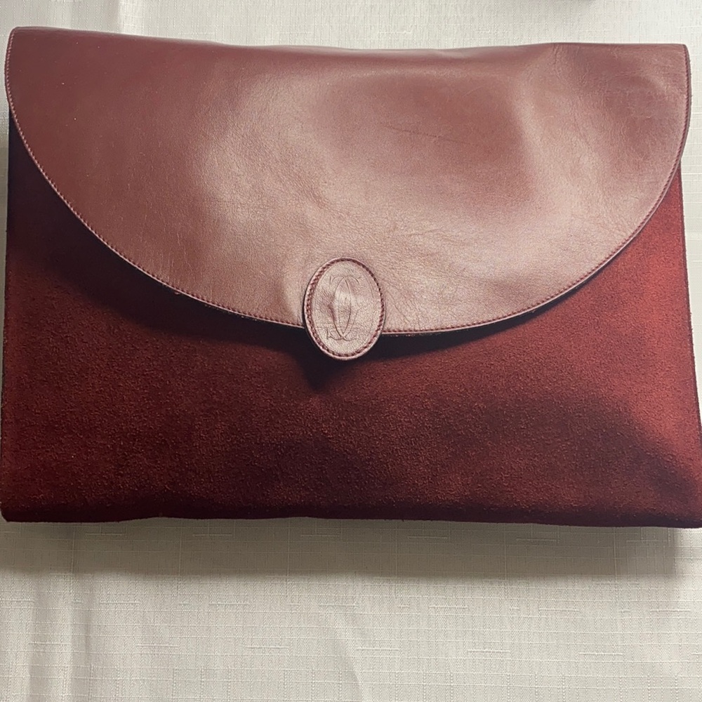 Vintage Must de Cartier Paris oxblood clutch
